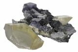 Purple Fluorite Crystals and Calcite on Quartz - Fluorescent! #128793-2
